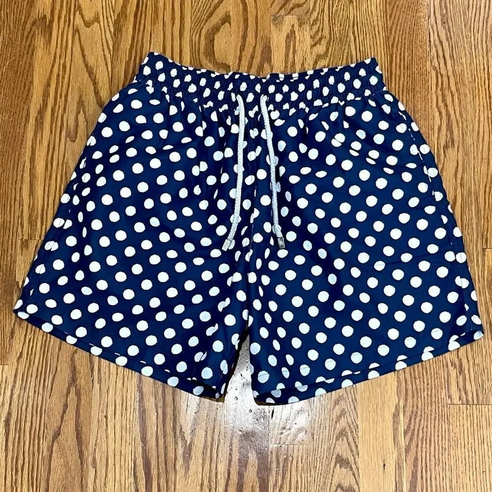 Ancora Navy Polka Dot lined Swim Trunks. Size XL.
